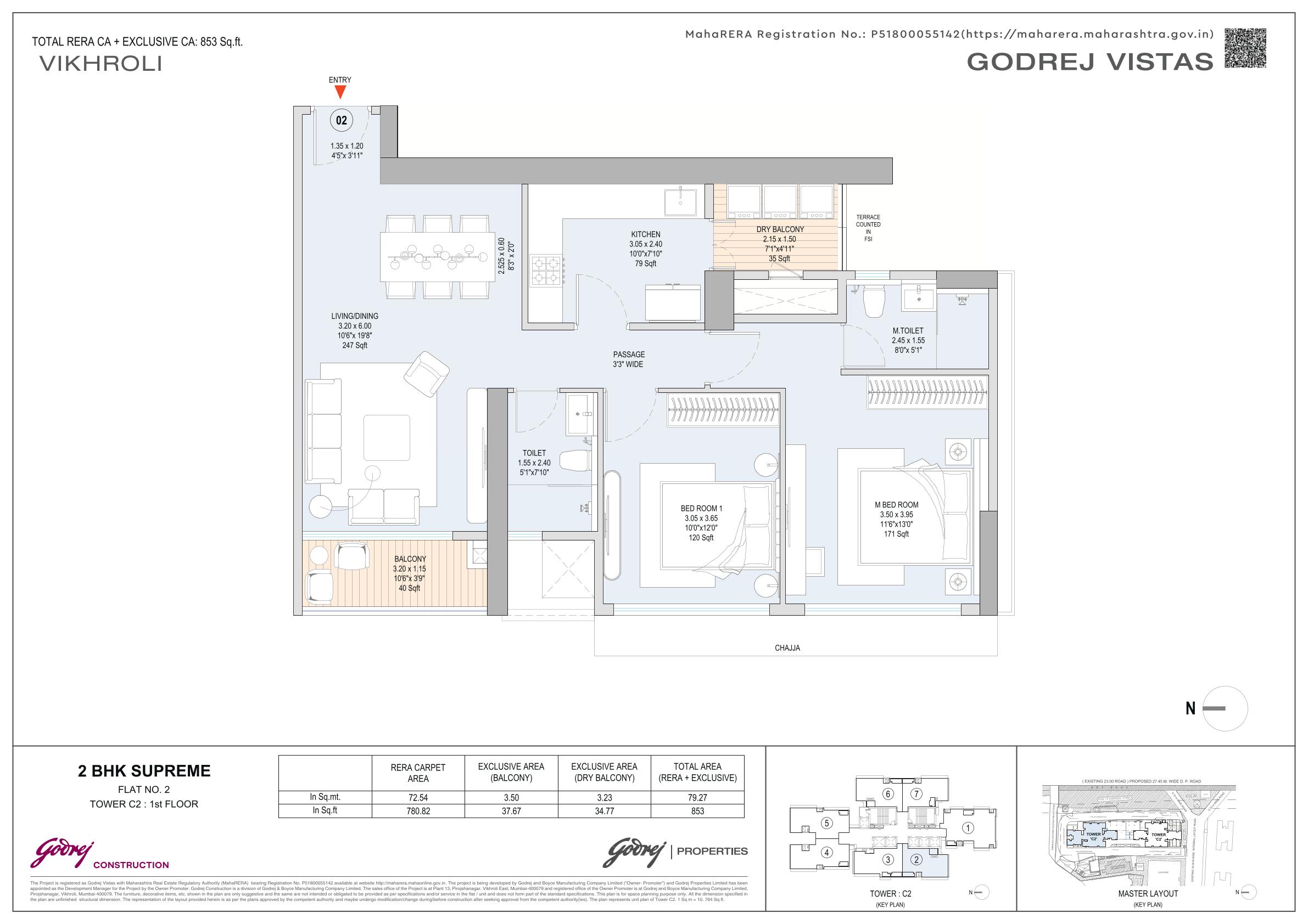 2 BHK Floor Plan
